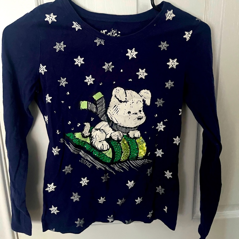 Justice Girls Long-sleeve Snow Puppy Shirt